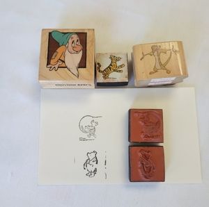 Vintage Disney Rubber Stamps Pooh Bashful Timon